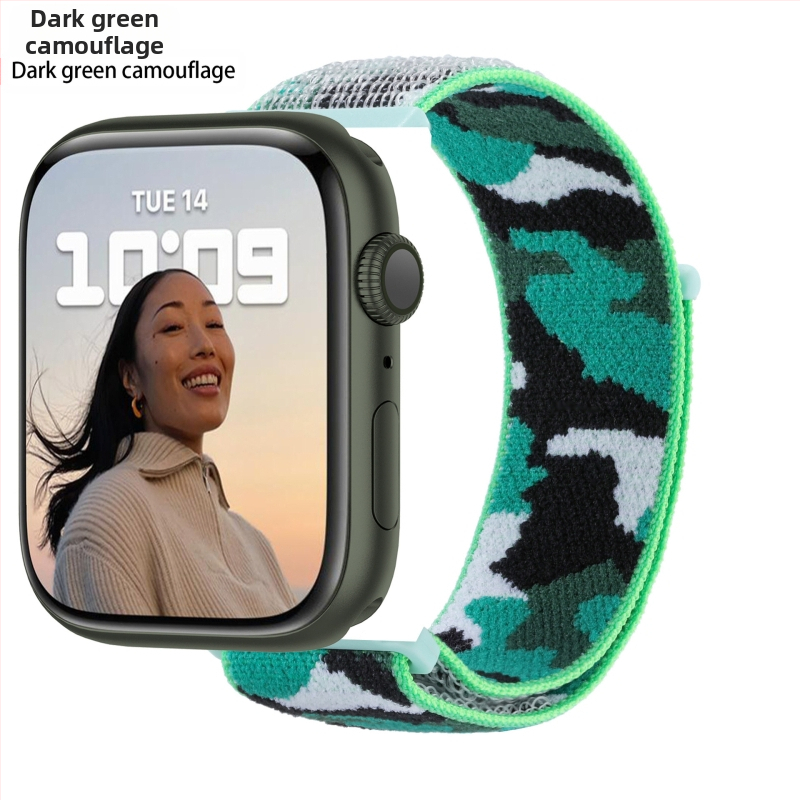 Apple Watch 5678910 álcázó nejlonszíj iWatch S10 tépőzáras sport karpánt