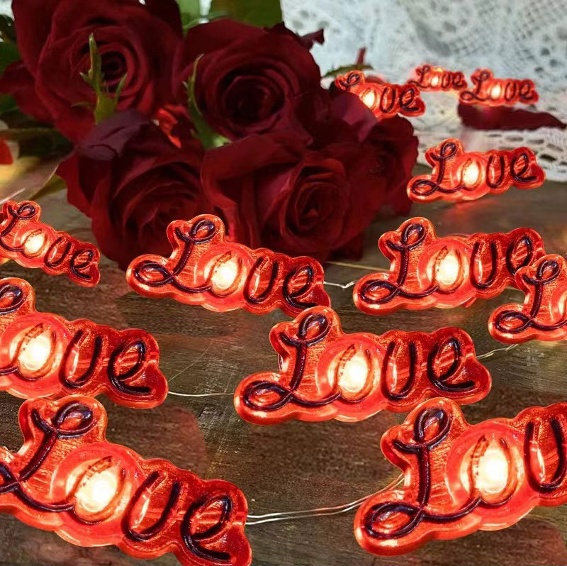 Valentino dienos meilės LED lempa Vestuvių puokštė Dovanų dekoracija Vario vielos lempa meilė Rožė Gėlė Motinos diena Vario vielos lempa