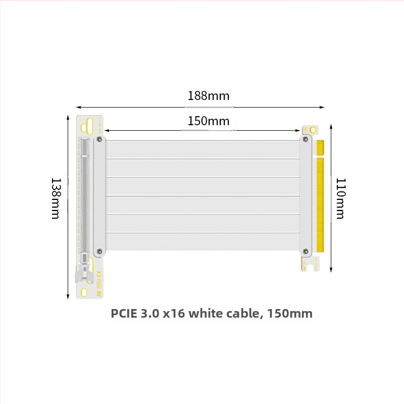 Nullkraadise perekonna PCI-E 3.0 4.0 16x graafikakaardi pikenduskaabel 90-kraadise nurgaga adapterkaart kiire ülekande stabiilsuse tagamiseks