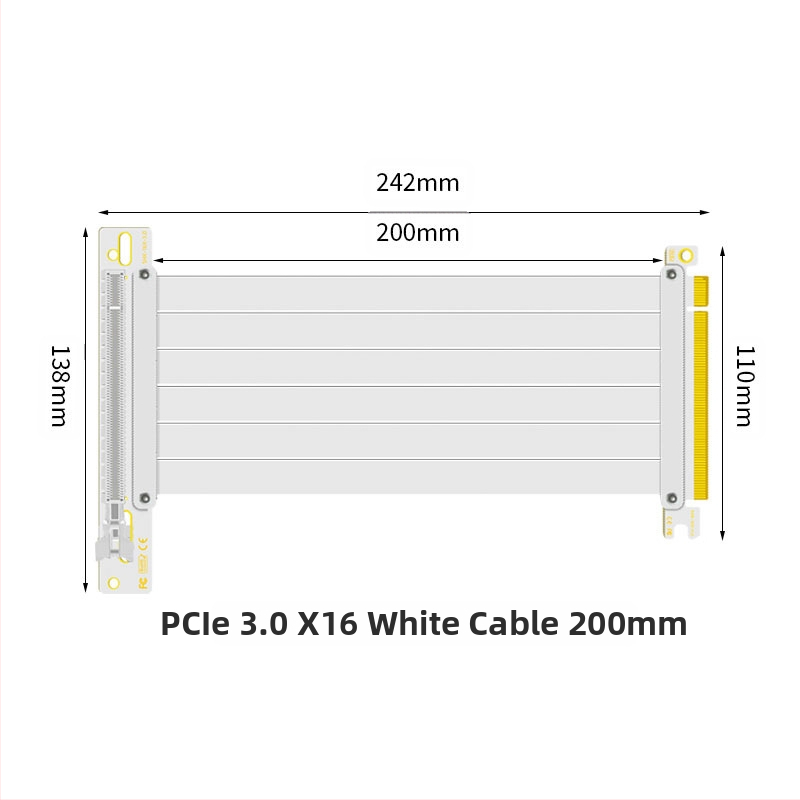 Nullkraadise perekonna PCI-E 3.0 4.0 16x graafikakaardi pikenduskaabel 90-kraadise nurgaga adapterkaart kiire ülekande stabiilsuse tagamiseks