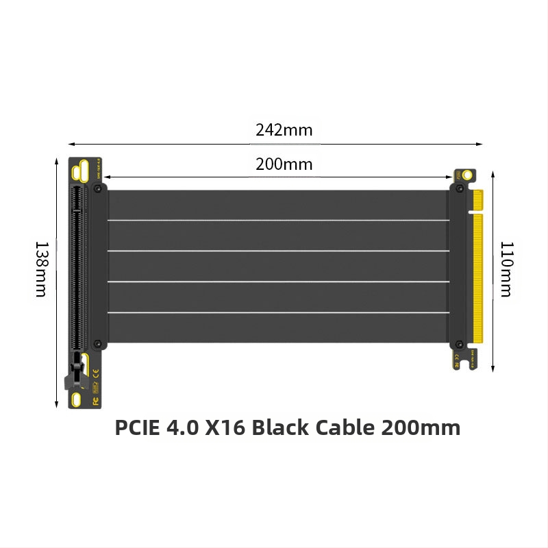 Nullkraadise perekonna PCI-E 3.0 4.0 16x graafikakaardi pikenduskaabel 90-kraadise nurgaga adapterkaart kiire ülekande stabiilsuse tagamiseks