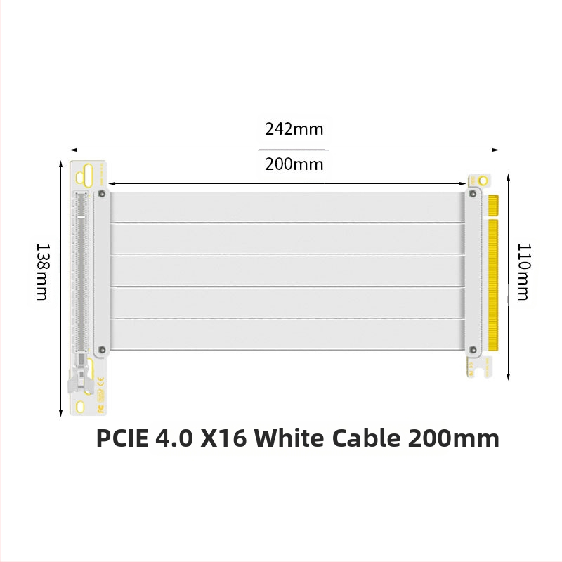 Nullkraadise perekonna PCI-E 3.0 4.0 16x graafikakaardi pikenduskaabel 90-kraadise nurgaga adapterkaart kiire ülekande stabiilsuse tagamiseks