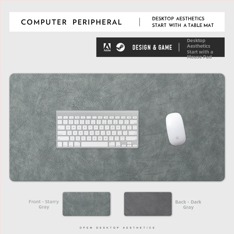 PU-nahast hiirematt, plekikindel, eriti suur, retrohõbedast mustriga kontoriarvuti lauamatt, veekindel ja plekikindel, väikepartii, hulgimüük