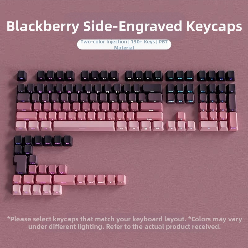 Pbt poolläbipaistvad klahvikatted küljele graveeritud mustritega, mikrolihvitud pind, 131 klahvi, kuuevärviline gradientvärvi sublimatsioon, moodsad, ühilduvad mehaaniliste klaviatuuridega