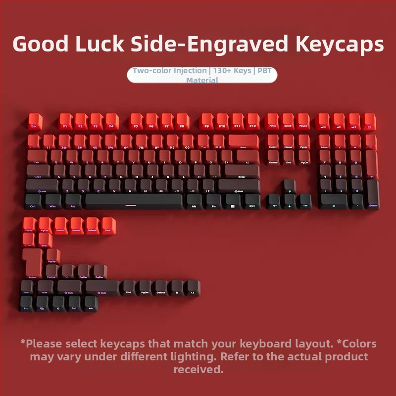 Pbt poolläbipaistvad klahvikatted küljele graveeritud mustritega, mikrolihvitud pind, 131 klahvi, kuuevärviline gradientvärvi sublimatsioon, moodsad, ühilduvad mehaaniliste klaviatuuridega