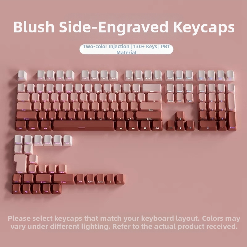 Pbt poolläbipaistvad klahvikatted küljele graveeritud mustritega, mikrolihvitud pind, 131 klahvi, kuuevärviline gradientvärvi sublimatsioon, moodsad, ühilduvad mehaaniliste klaviatuuridega