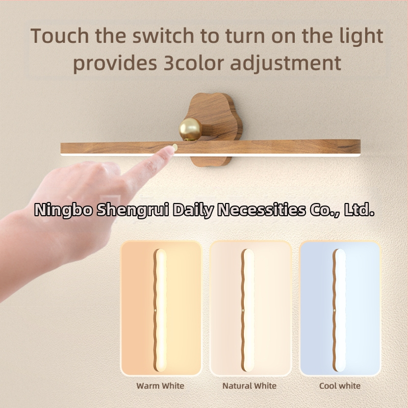 Piiriülene pöörlev kolmevärviline öövalgusti seinale paigaldatav lamp täitevalgus magnetiline meigipeegli lamp puutetundlik lamp lahtivõetav kapilamp