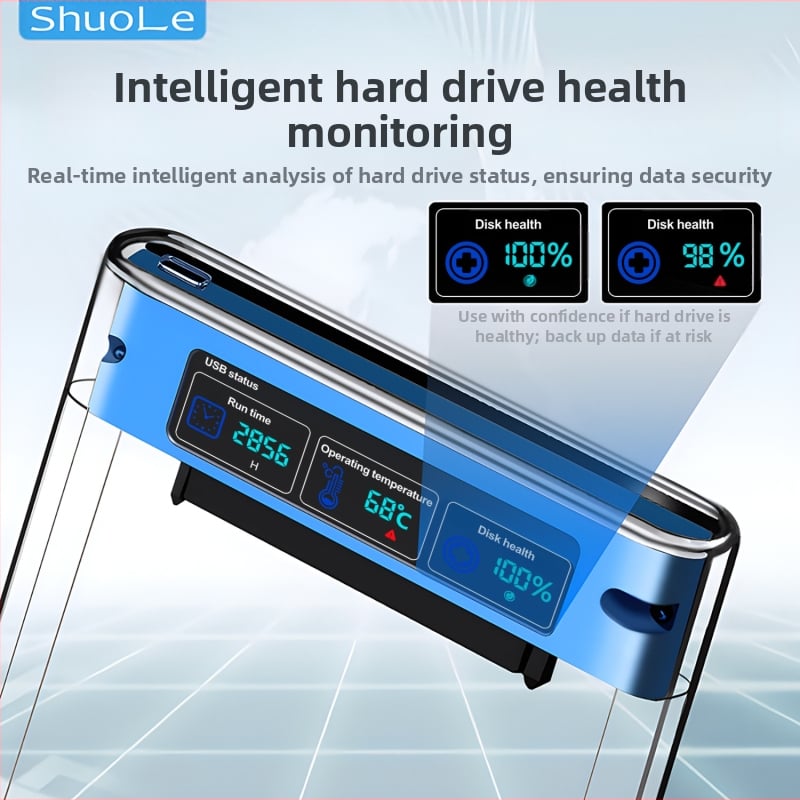 Shuole Screen Display Hard Disk Box USB3.2 Съвместим с 3.0TYPE-C външен 2.5" SATA SSD за лаптоп
