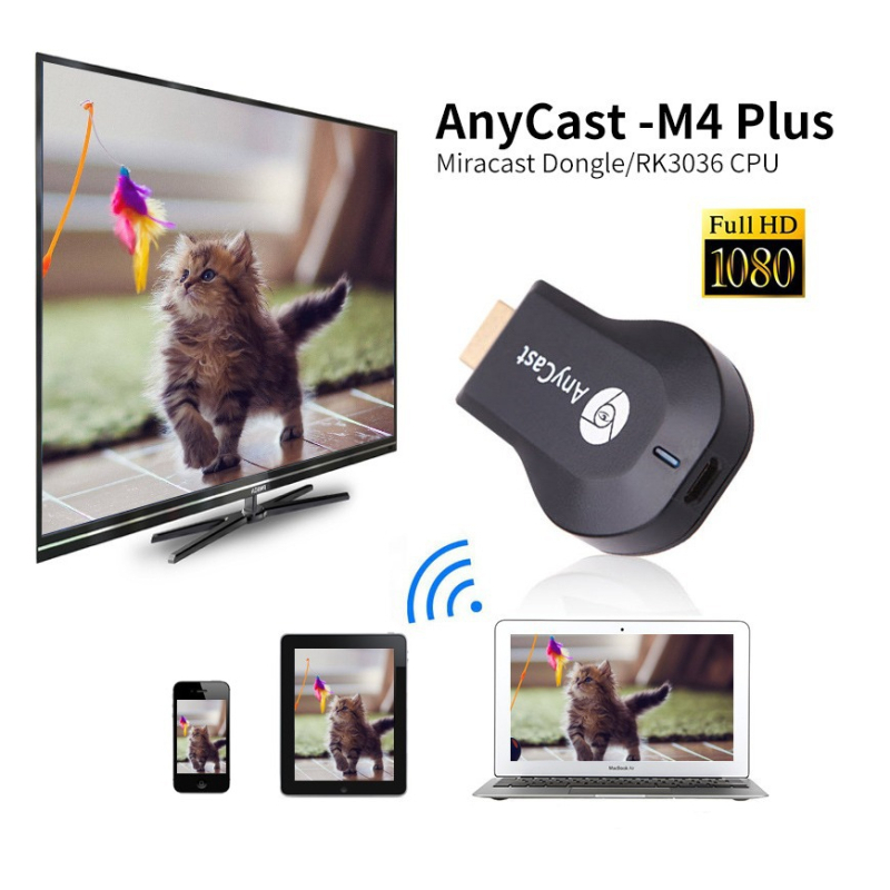 Piemērots Apple un Android tālruņiem, Wifi ekrāna projektors M2M4HDMI Anycast Push Treasure augstas izšķirtspējas ekrāna projekcija
