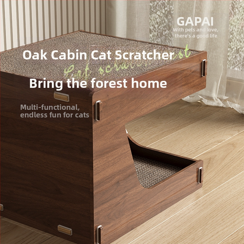 Дъска за драскане на котки, вградена котешка гнездо, устойчива на износване, устойчива на скрап, шлифовъчна машина за нокти, издръжлива къщичка за котешки нокти, гофрирана хартия, вила за къщичка за котки
