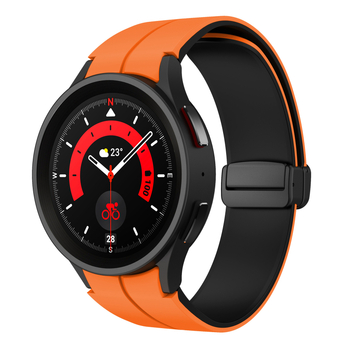 Κατάλληλο για Samsung Galaxy Watch6, 5, 4, διπλό χρώμα σιλικόνης με μαγνητική αγκράφα και έξυπνο λουράκι Watch 5 Pro