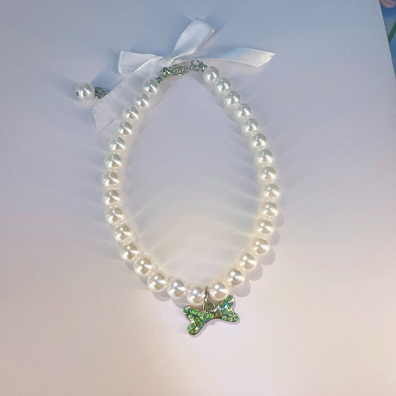 Határokon átnyúló kisállat-utánzatú gyöngy nyakörv macska kutya nyakörv ékszer kiemelt gyöngy ötvözet kiegészítők kézzel készített nyaklánc