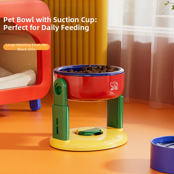 Tapadókorongos kisállattál emelő, állítható macskáknak és kutyáknak, univerzális védelemmel, nyaki gerincnek, itatótál, kutyatál, ferde, magas tál, felborulásgátlóval