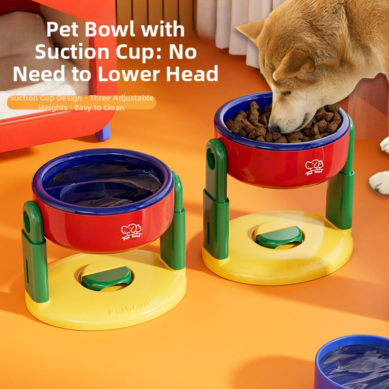 Tapadókorongos kisállattál emelő, állítható macskáknak és kutyáknak, univerzális védelemmel, nyaki gerincnek, itatótál, kutyatál, ferde, magas tál, felborulásgátlóval