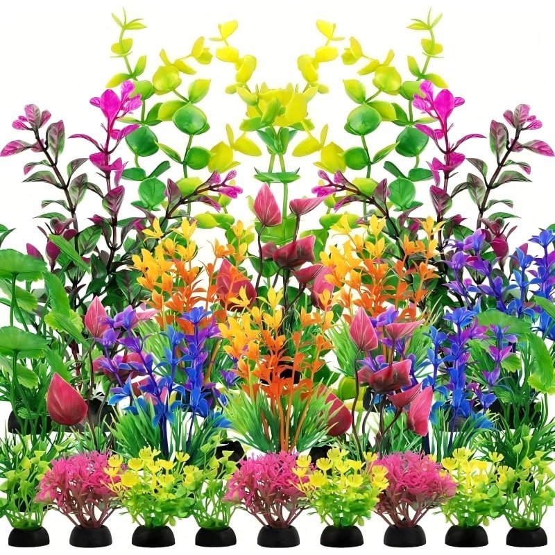 Set de amenajare a teritoriului pentru acvarii, plante acvatice simulate din plastic, decorațiuni transfrontaliere pentru acvarii, set complet leneș, combinație de alge marine false, en-gros