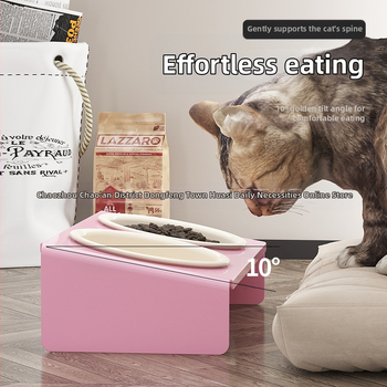 Keraamiline lemmikloomapott, kassitoit, kassikauss, lemmikloomakauss, musta lõuavastane, koputamisvastane, kaldus lemmiklooma kaelakaitse, söögitarbed