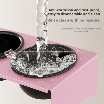 Keraamiline lemmikloomapott, kassitoit, kassikauss, lemmikloomakauss, musta lõuavastane, koputamisvastane, kaldus lemmiklooma kaelakaitse, söögitarbed