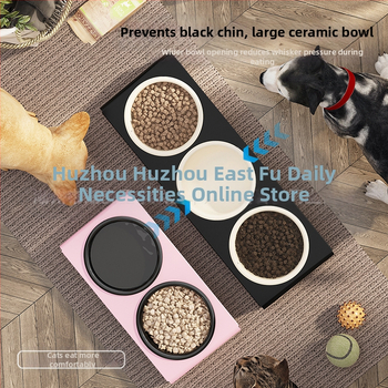 Keraamiline lemmikloomapott, kassitoit, kassikauss, lemmikloomakauss, musta lõuavastane, koputamisvastane, kaldus lemmiklooma kaelakaitse, söögitarbed