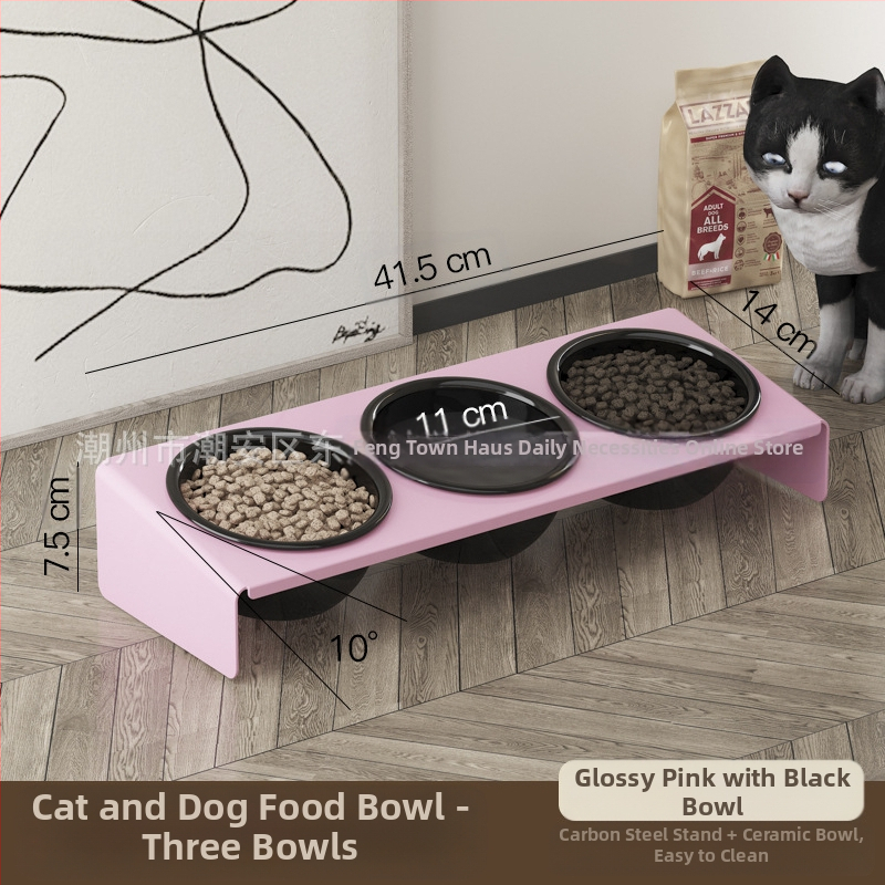 Keraamiline lemmikloomapott, kassitoit, kassikauss, lemmikloomakauss, musta lõuavastane, koputamisvastane, kaldus lemmiklooma kaelakaitse, söögitarbed