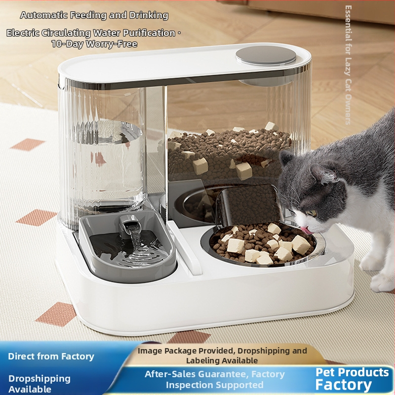 Nova automatska hranilica za mačke, zdjela za vodu, integrirana zdjela za hranu za mačke, dozator vode, dva u jednom umivaonika za hranjenje kućnih ljubimaca