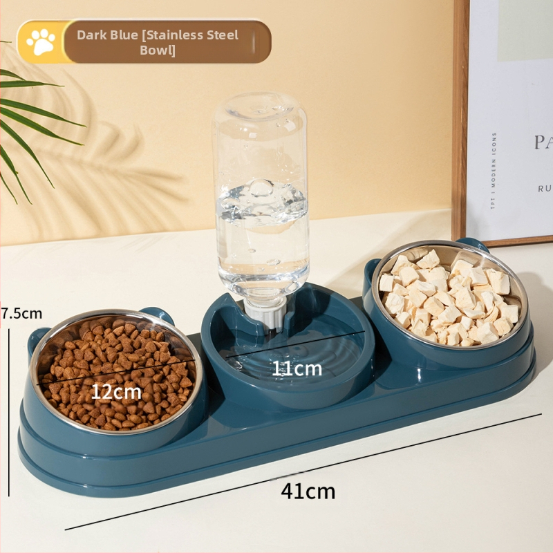 Macskatál Dupla tál Kutyatiszt Ferde szájvédelem Nyakgerinc Automatikus itató Felborulásgátló Macskaeledel Kutya Rizstál Macskakellékek