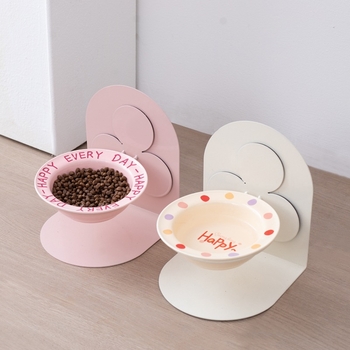 Keraamiline kõrge jalaga kauss, eemaldatav lemmikloomade kassikauss, kassi- ja koerakauss, kaelalülide kaitse, löögikindel kassitoidukauss, kallutatav kauss