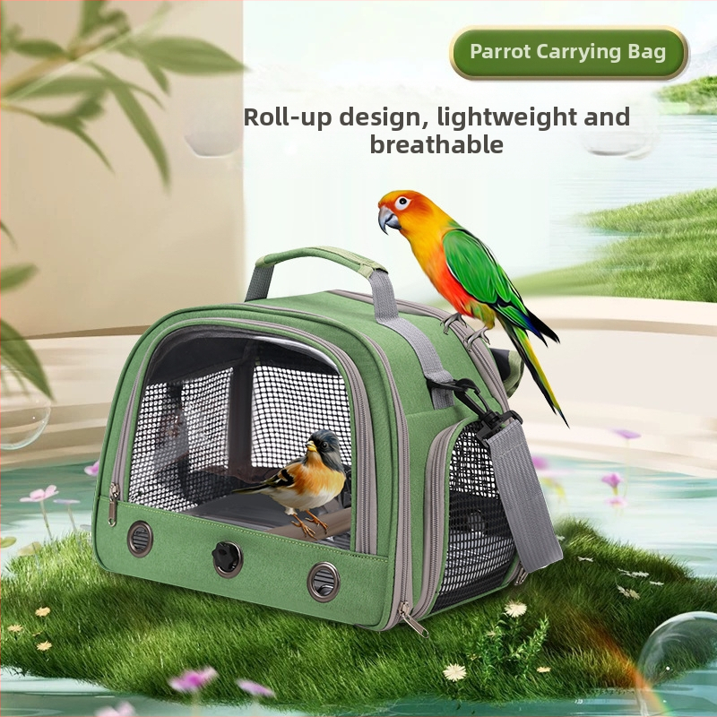 Εξωτερικού εμπορίου κατασκευαστές χονδρικής τσάντας πουλιών τσάντα παπαγάλων φορητή ώμου αναπνεύσιμη τσάντα κατοικίδιων ζώων πορώδες κλουβί πουλιών με ρολό φορητή τσάντα