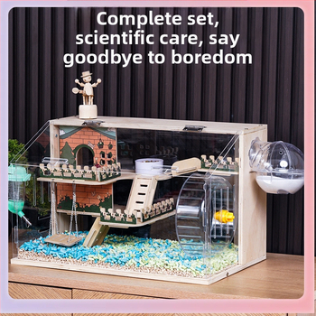 ➻ P9J Κλουβί για χάμστερ Ακρυλικό Πολυτελές Διώροφο Σπίτι Golden Bear Νοικοκυριό Φθηνό Διαφανές Κουτί Αναπαραγωγής