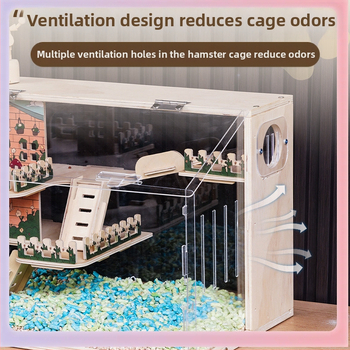 ➻ P9J Κλουβί για χάμστερ Ακρυλικό Πολυτελές Διώροφο Σπίτι Golden Bear Νοικοκυριό Φθηνό Διαφανές Κουτί Αναπαραγωγής