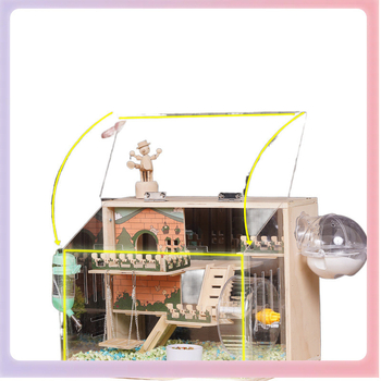 ➻ P9J Κλουβί για χάμστερ Ακρυλικό Πολυτελές Διώροφο Σπίτι Golden Bear Νοικοκυριό Φθηνό Διαφανές Κουτί Αναπαραγωγής