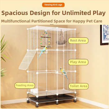 Διαφανές διακοσμητικό κλουβί με παπαγάλο, παπαγάλος, Xuanfeng, παιωνία, πουλί, κεντημένο μάτι, μεγάλο μέγεθος βίλας, μεταλλικό σπίτι, μεγάλος χώρος