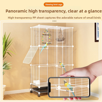 Διαφανές διακοσμητικό κλουβί με παπαγάλο, παπαγάλος, Xuanfeng, παιωνία, πουλί, κεντημένο μάτι, μεγάλο μέγεθος βίλας, μεταλλικό σπίτι, μεγάλος χώρος