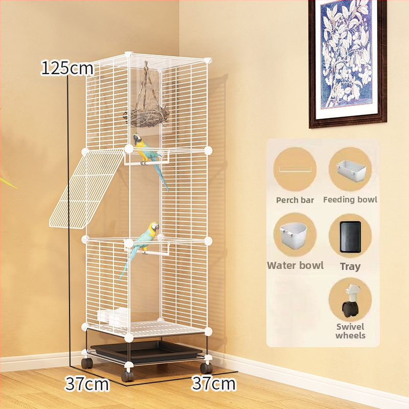 Läbipaistev dekoratiivne puur, viirpapagoi, Xuanfeng pojeng, lind, tikitud silmaga majapidamistarbed, suur villa, metallist kodu, suur ruum