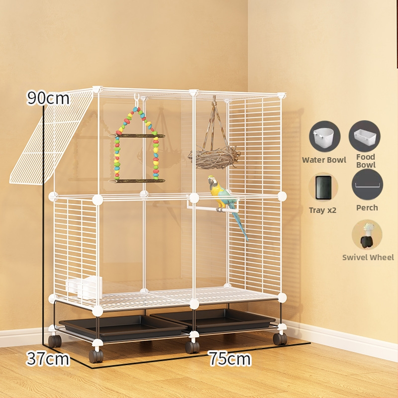 Läbipaistev dekoratiivne puur, viirpapagoi, Xuanfeng pojeng, lind, tikitud silmaga majapidamistarbed, suur villa, metallist kodu, suur ruum