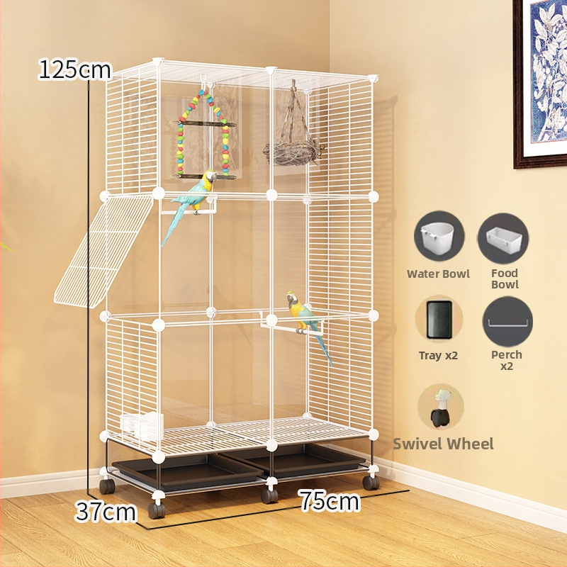 Läbipaistev dekoratiivne puur, viirpapagoi, Xuanfeng pojeng, lind, tikitud silmaga majapidamistarbed, suur villa, metallist kodu, suur ruum