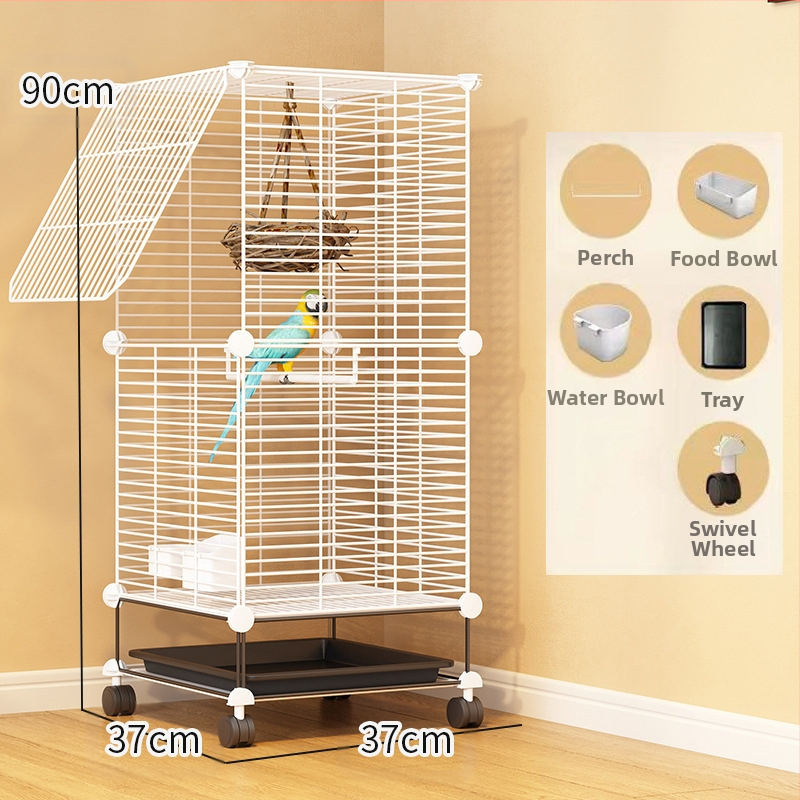 Läbipaistev dekoratiivne puur, viirpapagoi, Xuanfeng pojeng, lind, tikitud silmaga majapidamistarbed, suur villa, metallist kodu, suur ruum