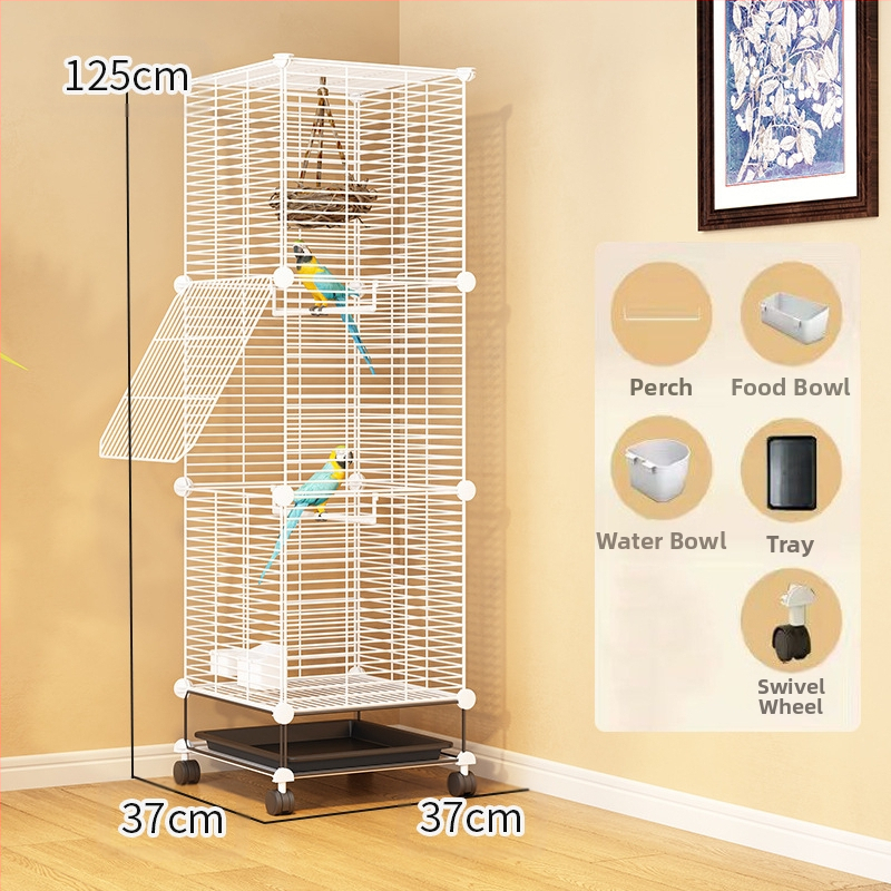 Läbipaistev dekoratiivne puur, viirpapagoi, Xuanfeng pojeng, lind, tikitud silmaga majapidamistarbed, suur villa, metallist kodu, suur ruum