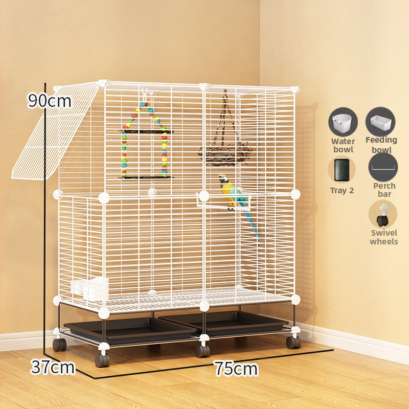 Läbipaistev dekoratiivne puur, viirpapagoi, Xuanfeng pojeng, lind, tikitud silmaga majapidamistarbed, suur villa, metallist kodu, suur ruum