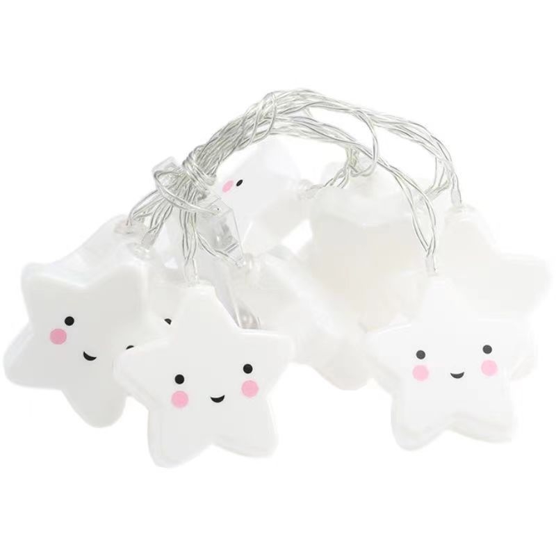 LED girliandos, žvaigždžių šviesos, debesų, besišypsančių veidų šviesos, vaivorykštės girliandos, gimtadienio vakarėlio kambario apšvietimo scenos išdėstymas