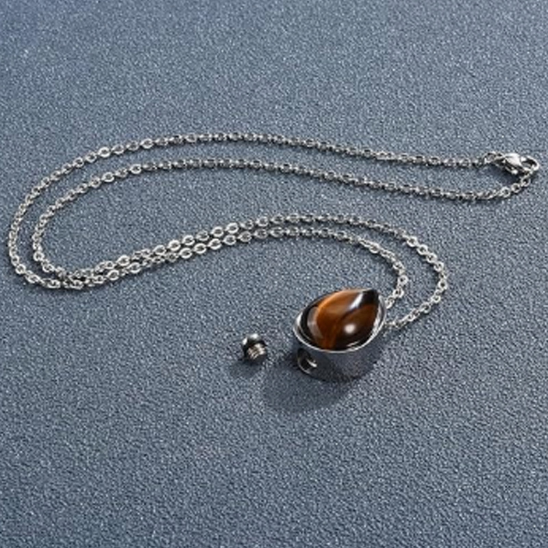 Naujas retro stiliaus natūralaus akmens pakabukas su siena, atidaromas auksinis naminių gyvūnėlių urnos vėrinys, atminimo pakabukas