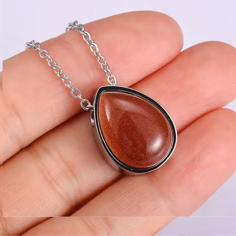 Naujas retro stiliaus natūralaus akmens pakabukas su siena, atidaromas auksinis naminių gyvūnėlių urnos vėrinys, atminimo pakabukas