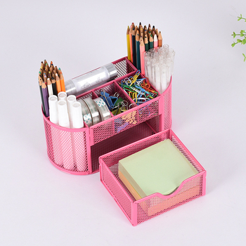 Μεταλλικό σιδερένιο δίχτυ εννέα θήκες για στυλό γραφείου ζεστό πωλούν χαρτικά κουβά νέο στυλ με συρτάρι θήκη για στυλό χονδρικής