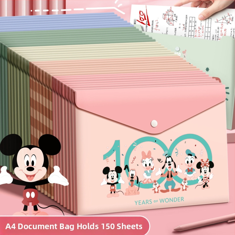 Чанта за файлове с карикатури A4, чанта за съхранение на хартия, чанта за канцеларски материали, чанта с голям капацитет, офис информационна чанта за файлове на едро