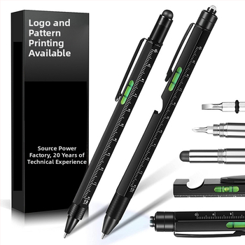 9-in-1 pudeļu attaisāmais turētājs pildspalvas maciņš LED gaismas pildspalva daudzfunkcionāla pildspalvas rīks 6-in-1 metāla lodīšu pildspalva dāvanu pildspalva