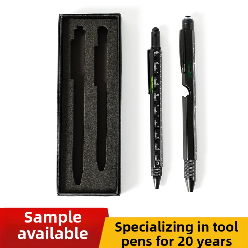 9-in-1 pudeļu attaisāmais turētājs pildspalvas maciņš LED gaismas pildspalva daudzfunkcionāla pildspalvas rīks 6-in-1 metāla lodīšu pildspalva dāvanu pildspalva