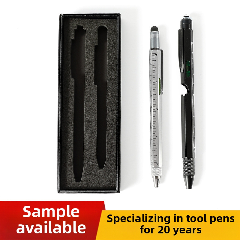 9-in-1 pudeļu attaisāmais turētājs pildspalvas maciņš LED gaismas pildspalva daudzfunkcionāla pildspalvas rīks 6-in-1 metāla lodīšu pildspalva dāvanu pildspalva