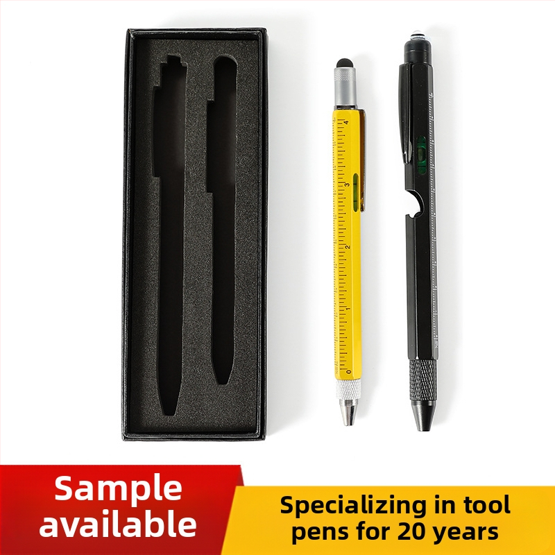 9-in-1 pudeļu attaisāmais turētājs pildspalvas maciņš LED gaismas pildspalva daudzfunkcionāla pildspalvas rīks 6-in-1 metāla lodīšu pildspalva dāvanu pildspalva