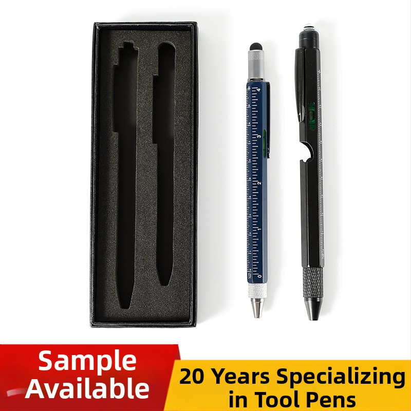 9-in-1 pudeļu attaisāmais turētājs pildspalvas maciņš LED gaismas pildspalva daudzfunkcionāla pildspalvas rīks 6-in-1 metāla lodīšu pildspalva dāvanu pildspalva