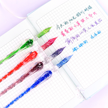 Rankų darbo šviečiantis stiklinis rašiklis, panardintas į vandenį, šviečiantis ženklų rašiklis, šviečiantis rašiklis