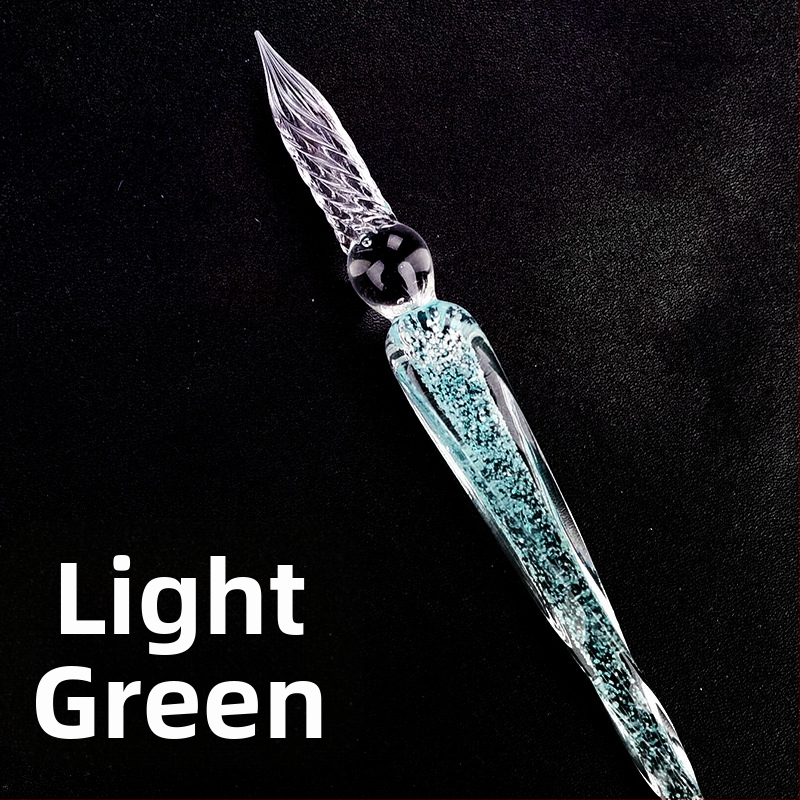 Rankų darbo šviečiantis stiklinis rašiklis, panardintas į vandenį, šviečiantis ženklų rašiklis, šviečiantis rašiklis